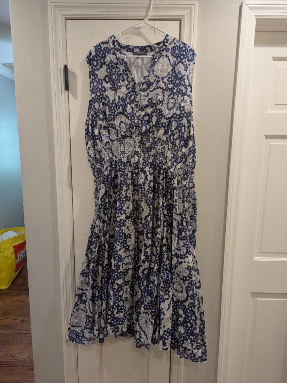 3X Chelsea & Theodore 100% cotton sleeveless dress full skirt blue/gray